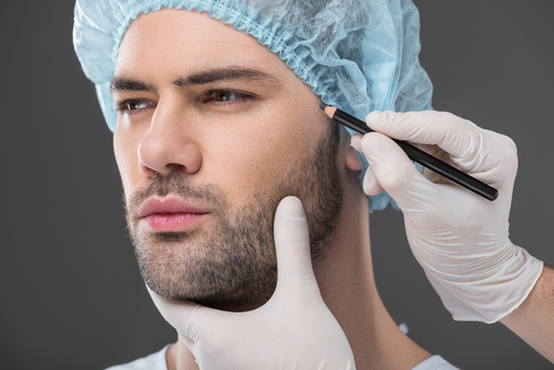 man preparing for a cosmetic treatment